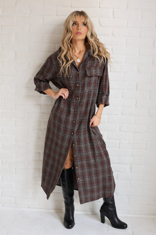 The Autumn Plaid Shirt Dress