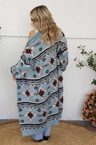 Aspen Trails Aztec Print Open-Front Cardigan