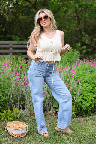 Meadow Tie-Waist Eyelet Tank