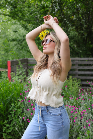 Meadow Tie-Waist Eyelet Tank