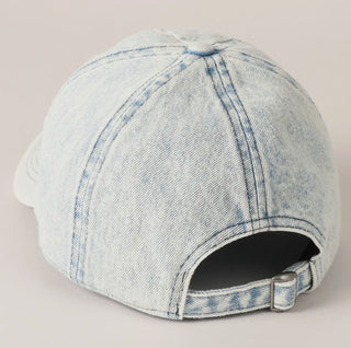 American Flag Patch Denim Baseball Cap