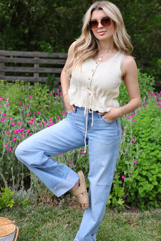 Meadow Tie-Waist Eyelet Tank
