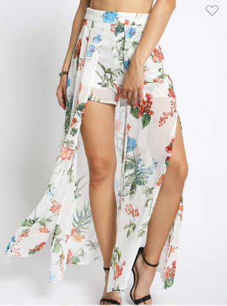 Garden Party Shorts with Maxi Overlay