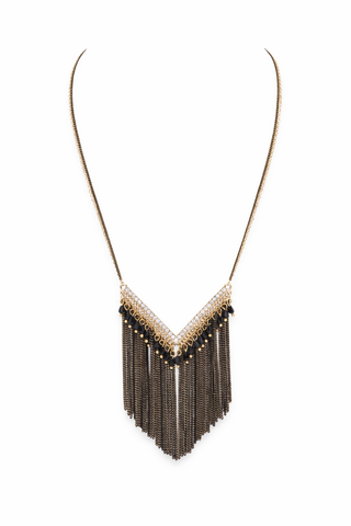 Fringe Crystal Bead Necklace