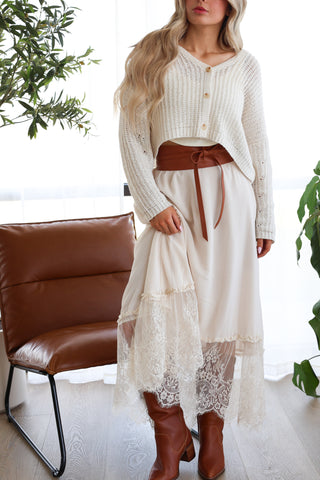Sylvie Lace‑Trim Maxi Skirt