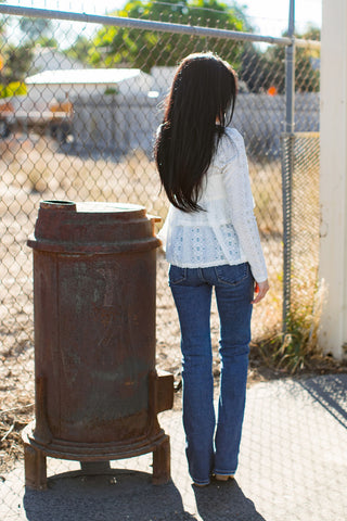 Orchid Crochet Long Sleeve Top ~ Cream