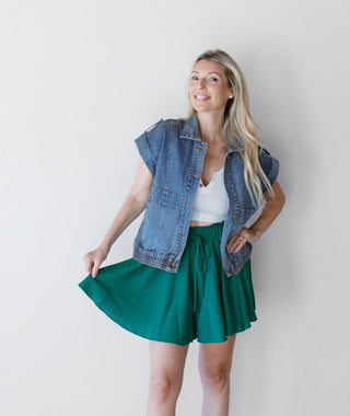 Ireland Dark Green High Waist Shorts