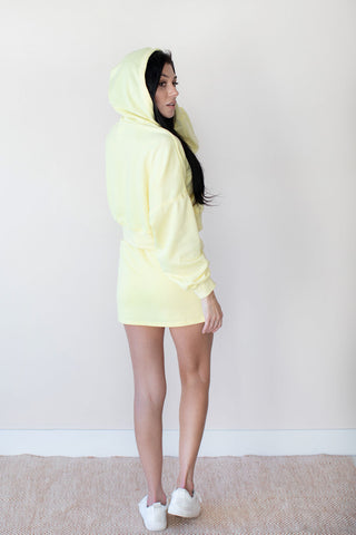 Sunshine Crop Hoodie with Pocket ~ Lemon
