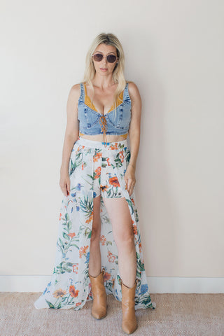 Garden Party Shorts with Maxi Overlay