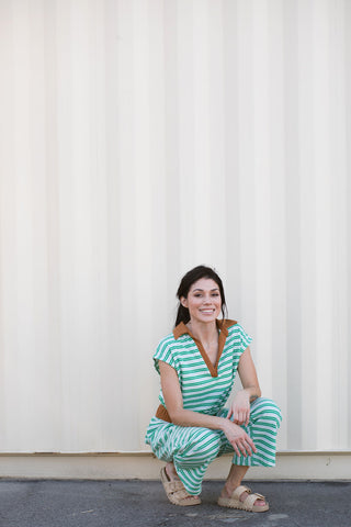 Capri Stripe Drawstring Barrel Silhouette Bottoms