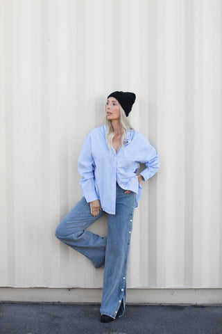 Carrie Button Down Oversized Strip Shirt
