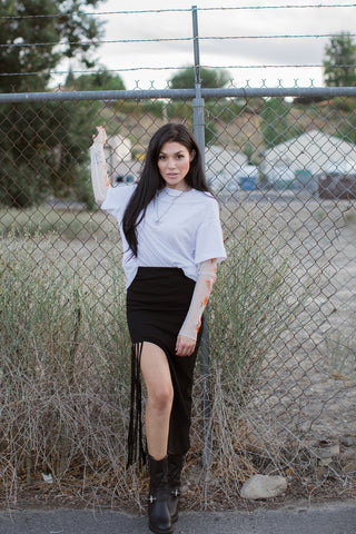 Halsey Faux Two Piece Long Sleeve Patchwork Tee