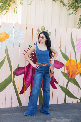 Jaded Sleeveless Wide Leg Denim Jumpsuit