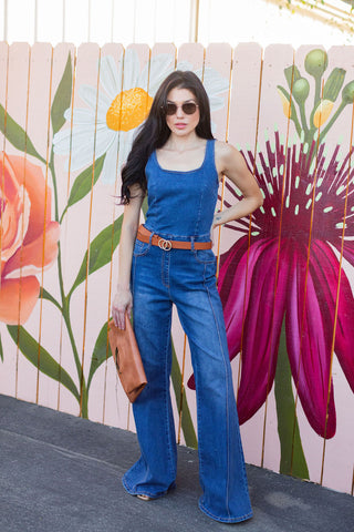 Jaded Sleeveless Wide Leg Denim Jumpsuit
