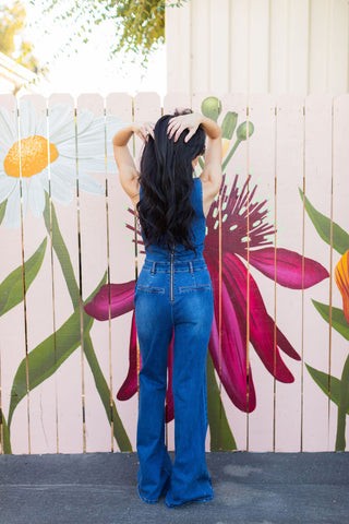 Jaded Sleeveless Wide Leg Denim Jumpsuit