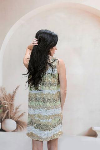 Olive Sequins Mini Dress