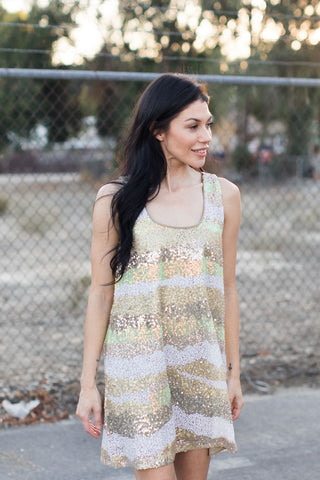 Olive Sequins Mini Dress