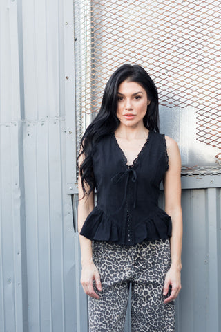 Midnight Ruffle Hook and Eye Top