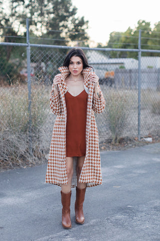 Berlin Houndstooth Long Coat