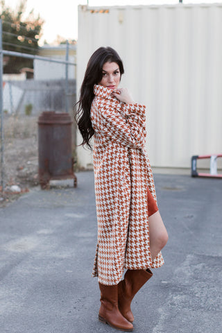 Berlin Houndstooth Long Coat