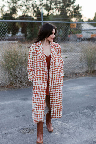 Berlin Houndstooth Long Coat