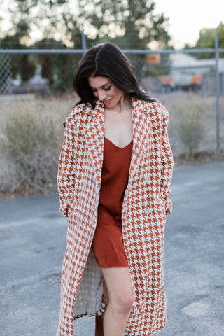 Berlin Houndstooth Long Coat