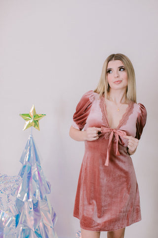 Frosted Berry Velvet Dress