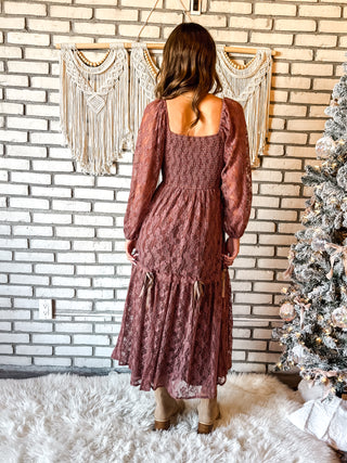 Bernadette Corset Style Lace Long Sleeve Maxi Dress