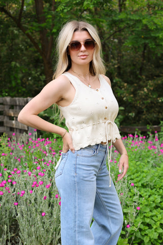 Meadow Tie-Waist Eyelet Tank