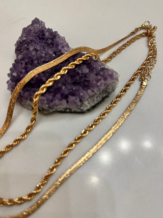 Herringbone and Rope Chain Set Necklace