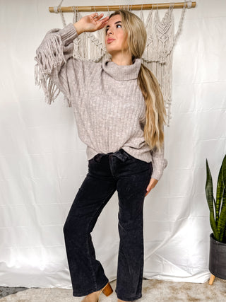 Dakota Turtle Neck Sweater w/ Shaggy Fringe