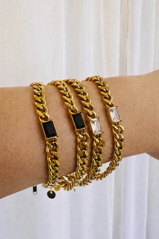 Cuban Chain and Gemstone Bracelet