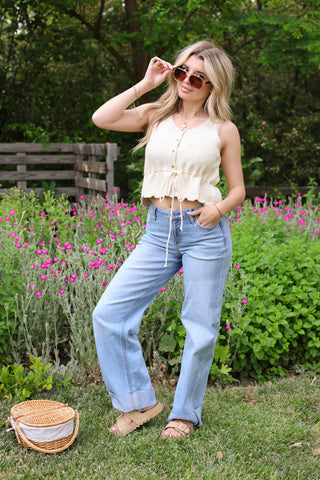 Meadow Tie-Waist Eyelet Tank