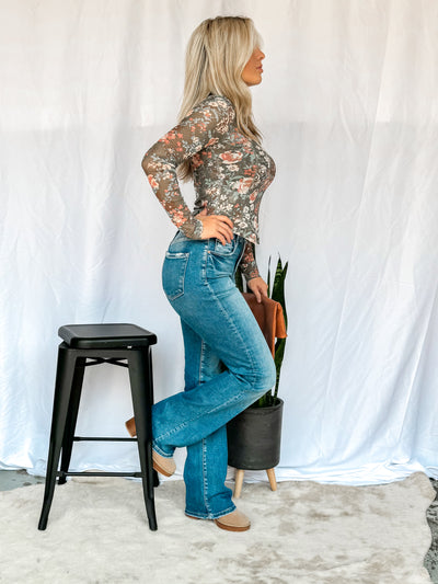 Ariel Tummy Control High Rise Straight Leg Jeans