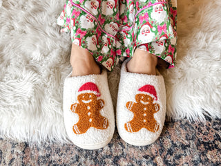 Fuzzy Gingerbread Man Slippers