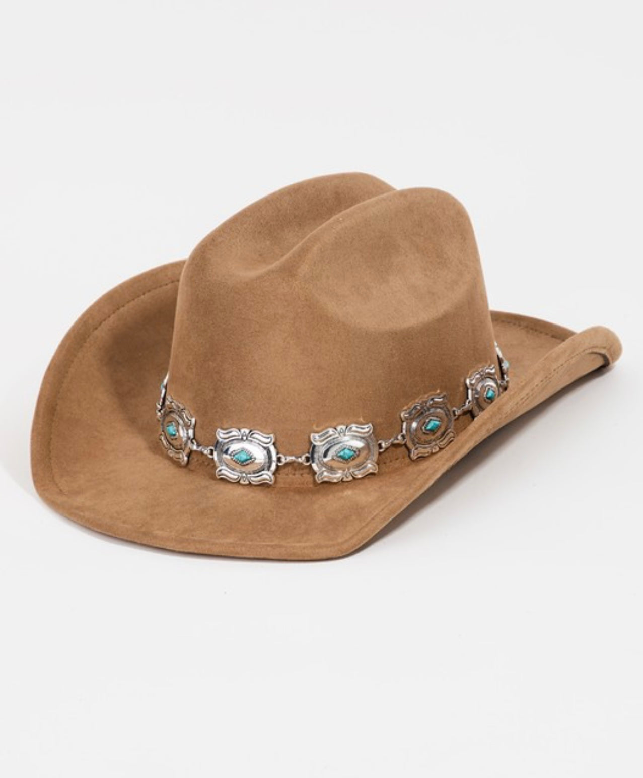 Dixie Cowboy Hat w/ decorative silver metal band.