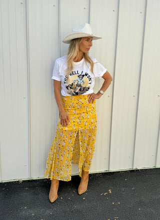 Celia Floral Midi Skirt ~ Yellow