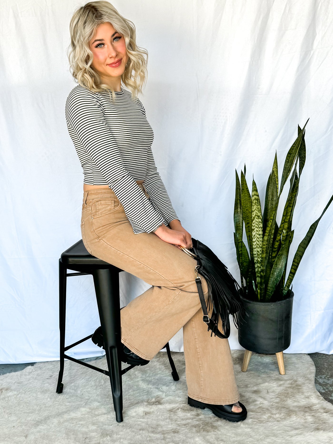 Alabama High Rise Wide Leg Pants ~ Cocoa