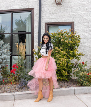 Material Girl High Low Tiered Tulle Skirt ~ Pink