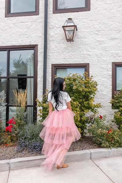 Material Girl High Low Tiered Tulle Skirt ~ Pink