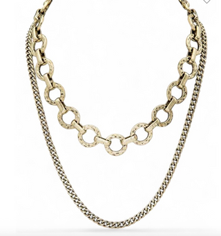 Brass Hammered Layered Necklace