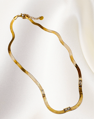 Gemstone Herringbone Necklace