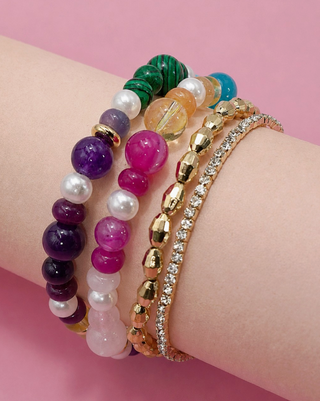 Multi Colored Glass Beaded Bracelet