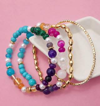 Multi Colored Glass Beaded Bracelet