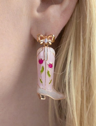 Western Floral Cowboy Boot Earrings