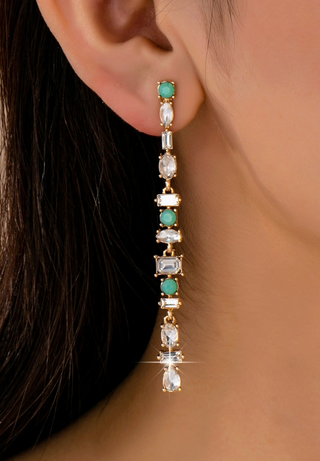 Turquoise and Crystal Drop Earrings