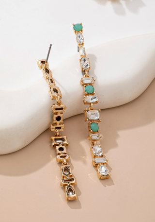 Turquoise and Crystal Drop Earrings