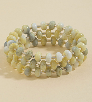 Marbled Stone Stretch Beaded Bracelet