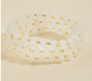 Marbled Stone Stretch Beaded Bracelet