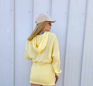 Sunshine Crop Hoodie with Pocket ~ Lemon